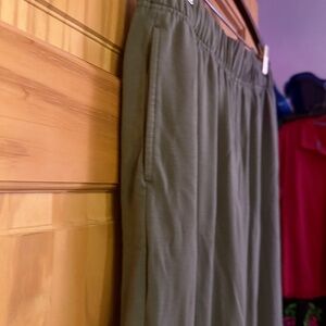Women’s Brushed Bamboo Wide Leg Pull-On Pants, Size Medium, Oak Moss & Oceanside